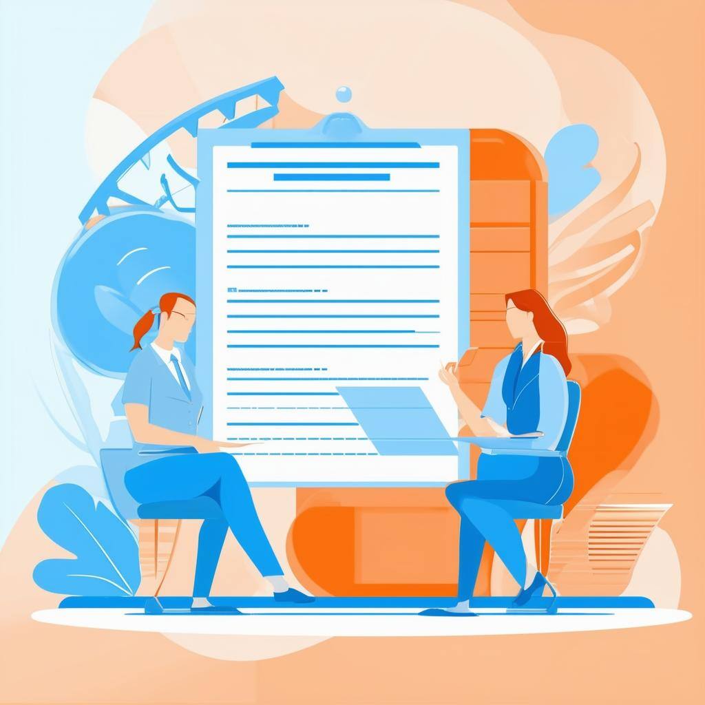 Image that depicts credit underwriting of a business, in a professional style with a neutral color palette using primary colors light orange and light