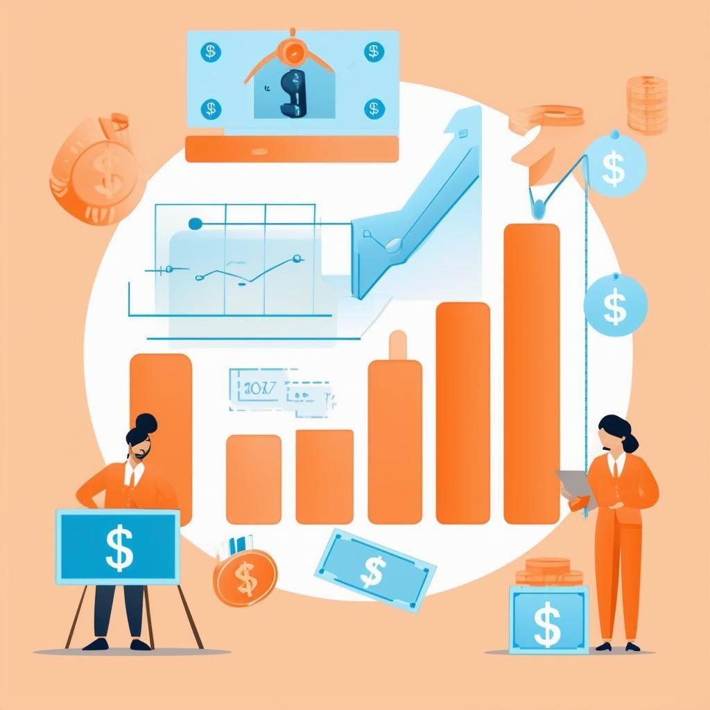 Image that highlights improving business cash flow in a professional style with a neutral color palette, using primarily colors of light orange and li